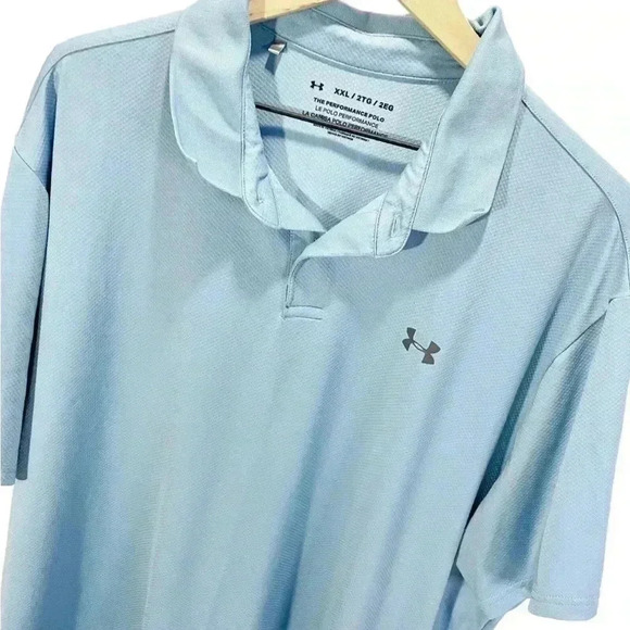 Under Armour Golf The Performance Polo Shirt Light Blue Sz 2XL Short Sleeve - Picture 5 of 5